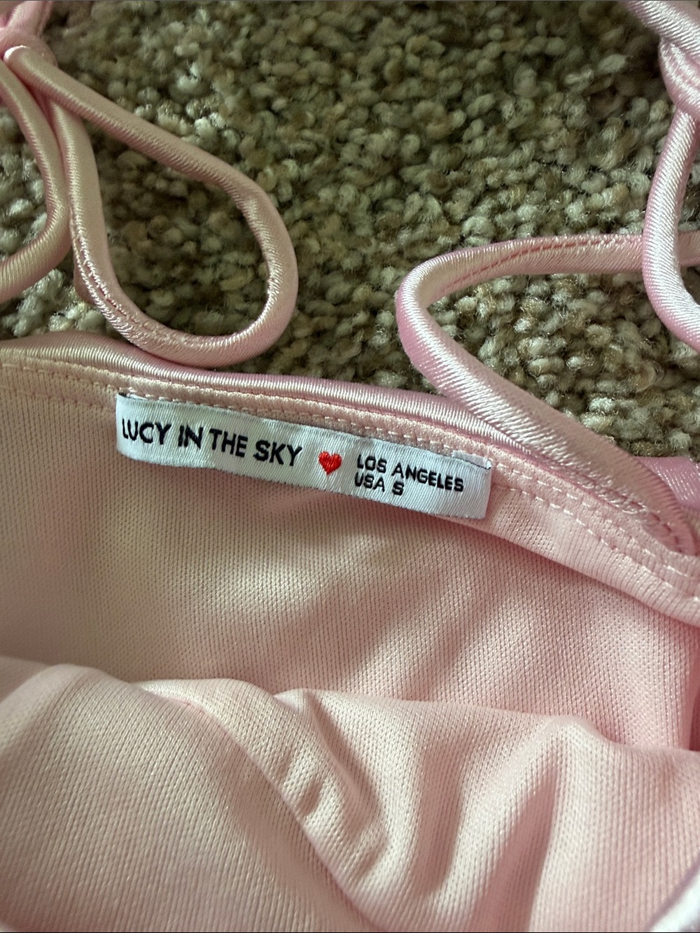 Lucy in the Sky Pale Pink Satin Lace-Trim Chemise - Picture 2 of 2